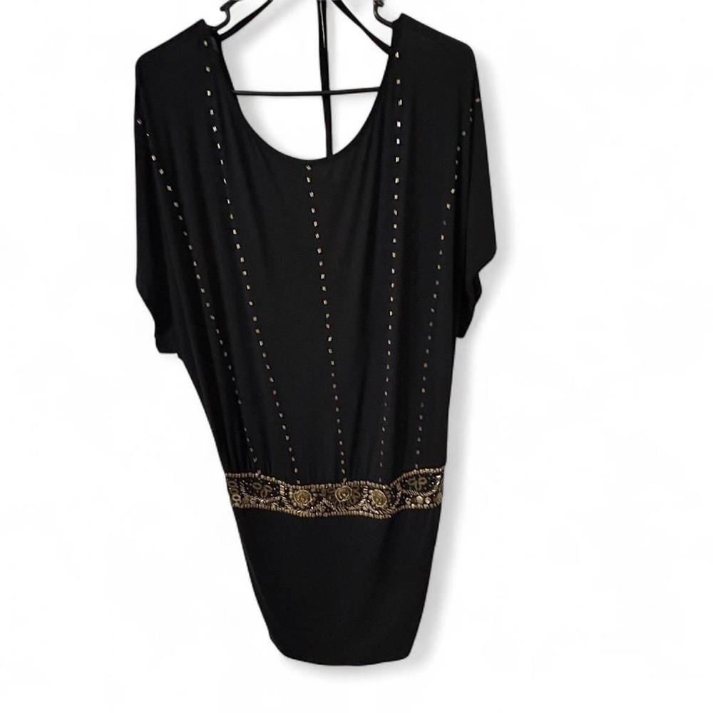 Nikibiki Black and Gold Embellished Mini Dress
